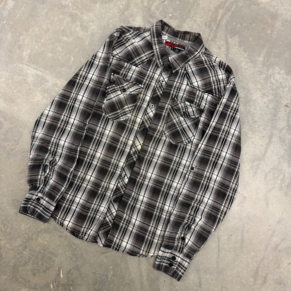 Distortion Other - Y2K Mens Distortion Plaid Western Button Up Shirt Grunge Skater Large